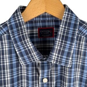 UNTUCKit‎ Montecarlo Blue Plaid Performance Shirt Men XL Long Sleeve Button Down